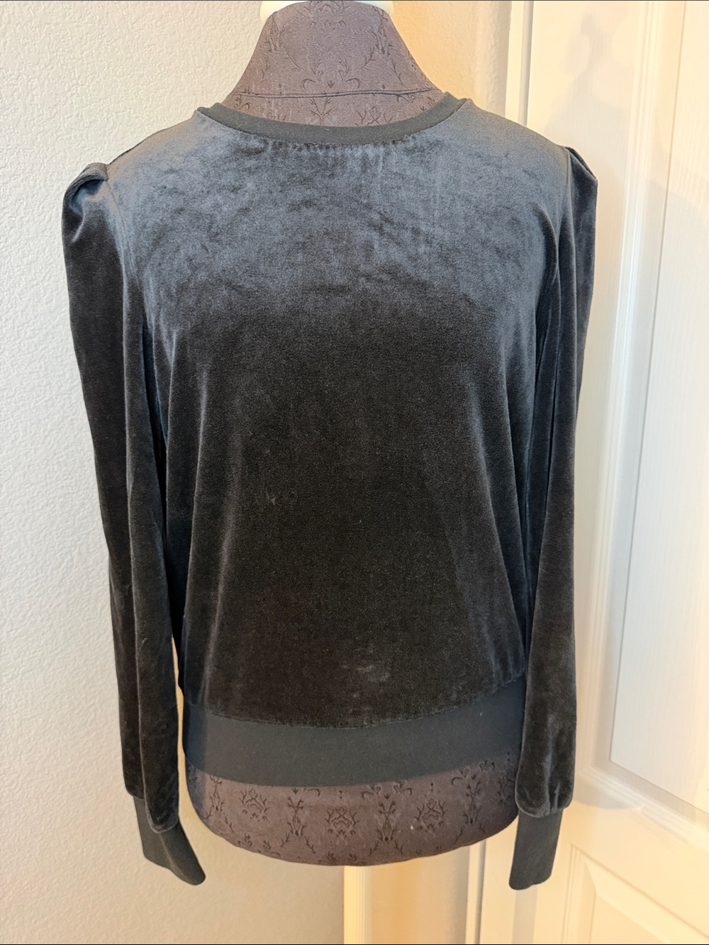 Juicy Couture Black Label Black Velvet Long Sleeve Top